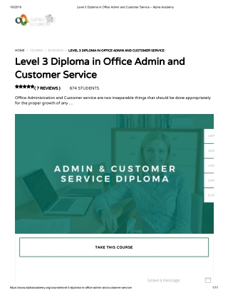 Level 3 Diploma in Office Admin and Customer Service - Alpha Academy