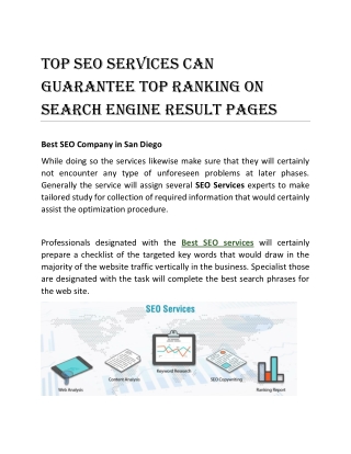 Top SEO Services Can Guarantee Top Ranking on Search Engine Result Pages