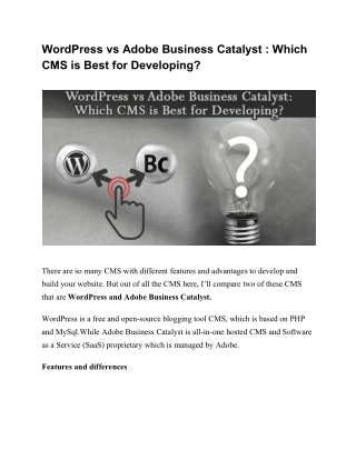 WordPress vs Adobe Business Catalyst : Which CMS is Best for Developing?