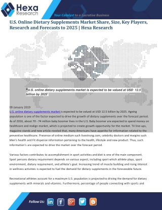 U.S. Online Dietary Supplements Market 2018 Key Growth Drivers, Challenges, Demand and Upcoming Trends