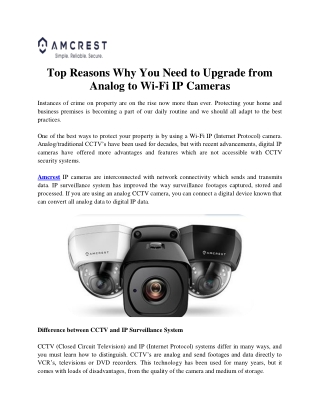 Top Reasons Why You Need to Upgrade from Analog to Wifi IP Cameras