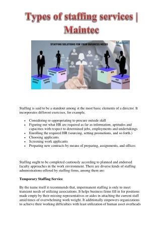 Types of staffing services | Maintec