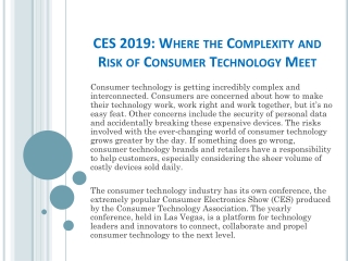 CES 2019: Where the Complexity and Risk of Consumer Technology Meet