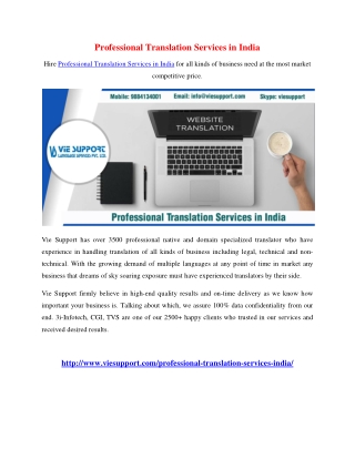 Professional Translation Services in India