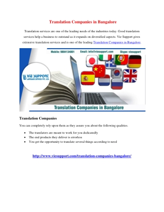 Translation Companies in Bangalore