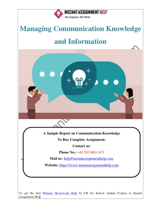 Managing Communication Knowledge and Information