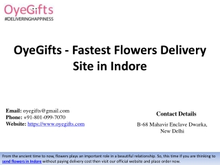 OyeGifts - Fastest Flowers Delivery Site in Indore