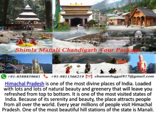 Book chandigarh shimla manali tour package