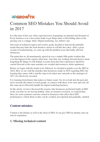 Common SEO Mistakes You Should Avoid in 2017