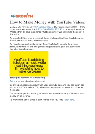 How to Make Money with YouTube Videos