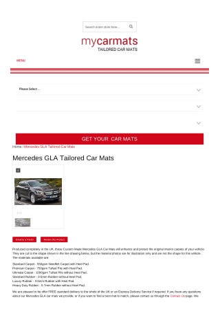 Tailored Mercedes GLA Car Mats – Custom Car Mats | Rubber Car Mats