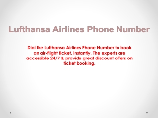 Lufthansa Airlines Phone Number - Book Cheap Flight