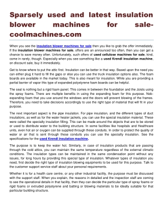 Sparsely used and latest insulation blower machines for sale coolmachines.com