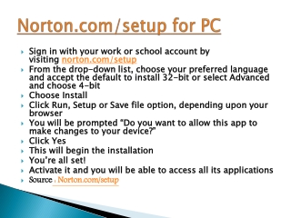 Norton.com/setup for PC