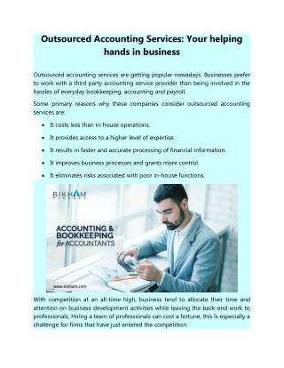 Outsourced Accounting Services Your helping hands in business