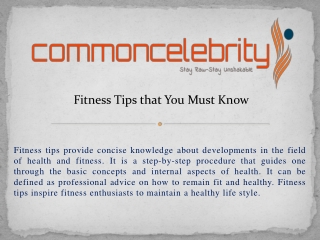 Fitness Tips that You Must Know