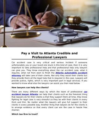 Pay a Visit to Atlanta Credible and Professional Lawyers