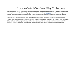 Coupon Code Offers Your Way To Success