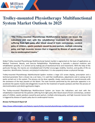 Trolley-mounted Physiotherapy Multifunctional System Market Outlook to 2025