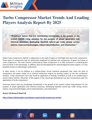 Turbo Compressor Market Trends And Leading Players Analysis Report By 2025