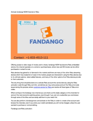 Activate fandango NOW Channel on Roku