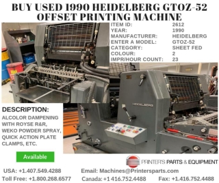 Buy Used 1990 Heidelberg GTOZ-52 Offset Printing Machine