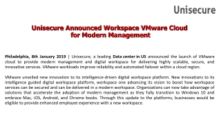 Unisecure Announced Workspace VMware Cloud for Modern Management