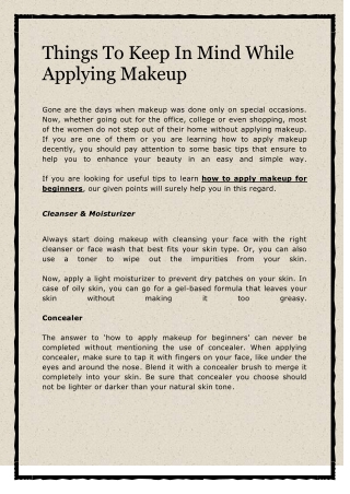 Things To Keep In Mind While Applying Makeup