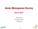 Asian Menopause Survey March 2007