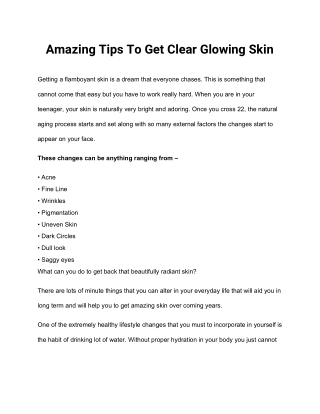 Amazing Tips To Get Clear Glowing Skin