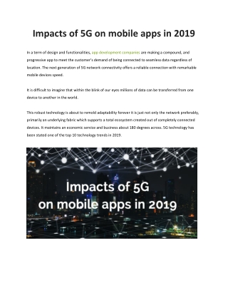 Impacts of 5G on mobile apps in 2019