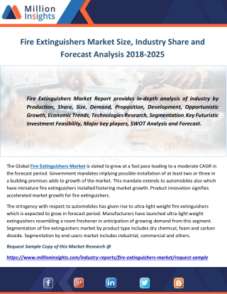 Fire Extinguishers Market Size, Industry Share and Forecast Analysis 2018-2025