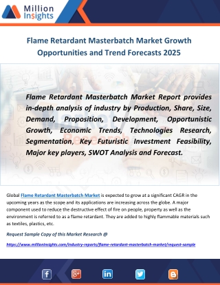 Flame Retardant Masterbatch Market Growth Opportunities and Trend Forecasts 2025