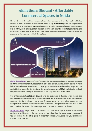 Alphathum Bhutani - Affordable commercial spaces in Noida