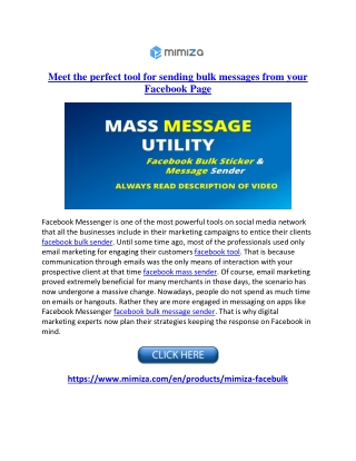 Perfect tool for sending bulk messages from your Facebook Page