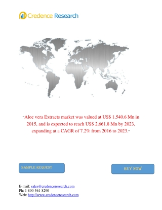 Aloe Vera Extracts Market Is Anticipated To Reach US$ 2,661.8 Mn By 2023