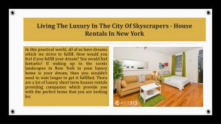 Living The Luxury In The City Of Skyscrapers - House Rentals In New York