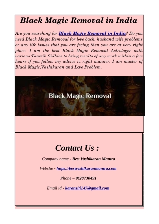 Black Magic Removal in India