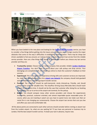 Airport Transfer Service – Things To Be Considered