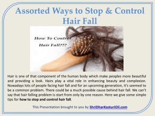Assorted Ways to Stop & Control Hair Fall