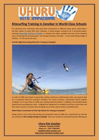 Kitesurfing Training in Zanzibar in World-Class Schools