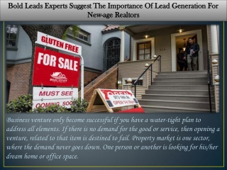 Bold Leads experts suggest the importance of lead generation for new-age realtors