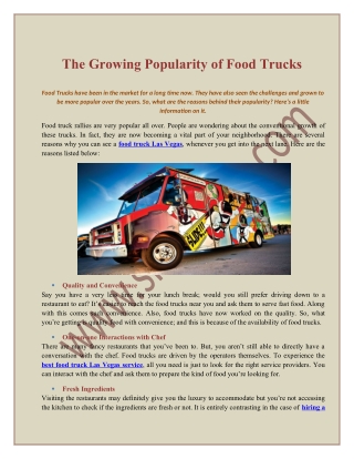 The Growing Popularity of Food Trucks