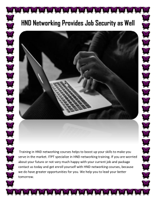 HND Networking Provides Job Security as Well