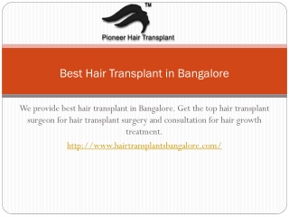 Best Hair Transplant in Bangalore