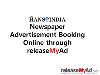 The Hans India Newspaper Advertisement
