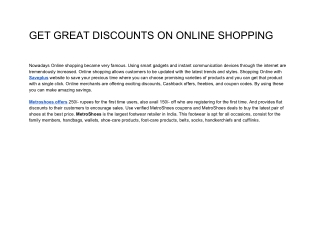 GET GREAT DISCOUNTS ON ONLINE SHOPPING