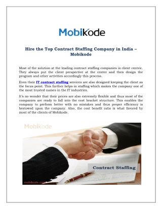 Hire the Top Contract Staffing Company in India – Mobikode