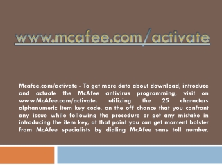 MCAFEE.COM/ACTIVATE- MCAFEE SOFTWARE SUPPORT