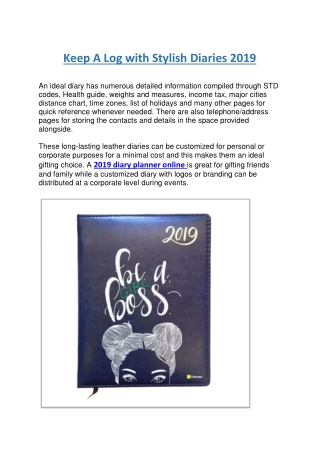 Keep A Log with Stylish Diaries 2019